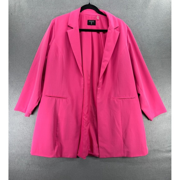 Tahari Blazer Jacket Womens Size 1X Pink Open Front Office Modern Longline Tunic - Picture 1 of 12